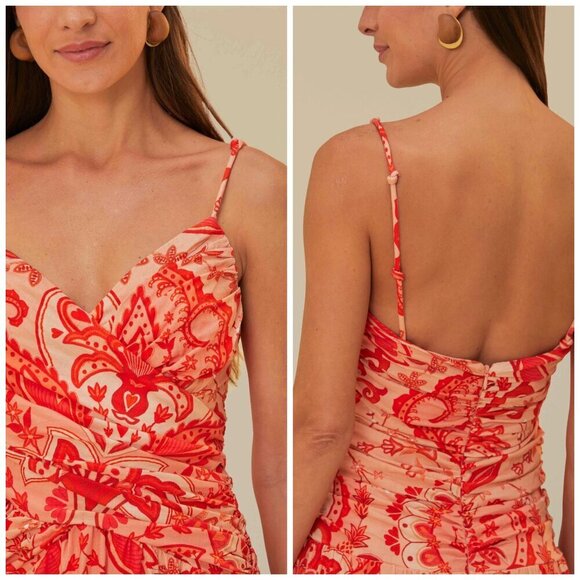 FARM RIO Jaipur Red Cross Over Maxi Dress Medium - Picture 6 of 13